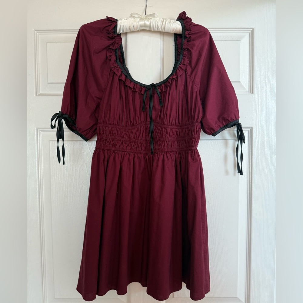 American Eagle Maroon Dress with Black Trim